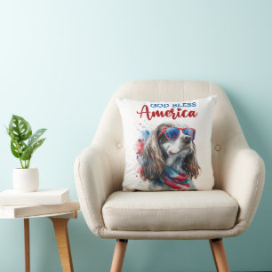 Cojín Decorativo Perro Patriótico-Cocker Spaniel