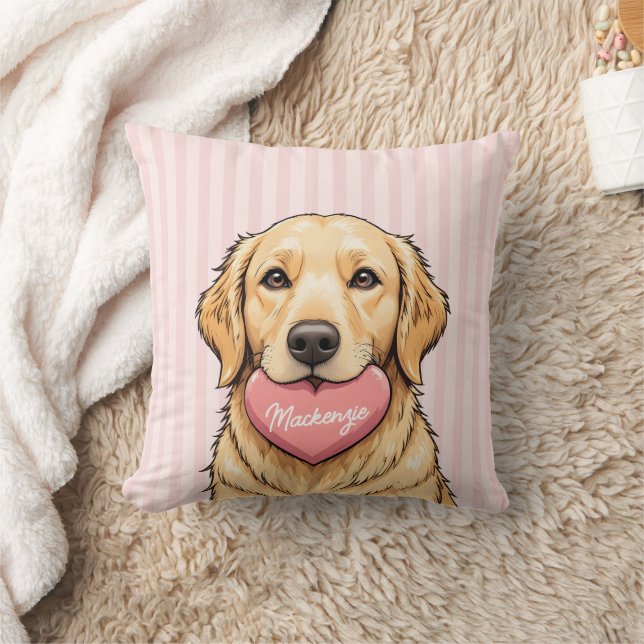 Cojín Decorativo Perro Personalizado con Corazón Rosa (Manta)