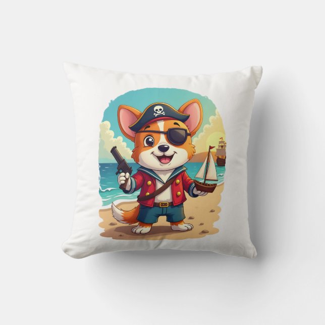 Cojín Decorativo Perro Pirata Pastor Alemán (Anverso)