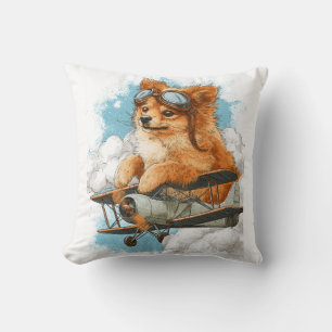 Cojín Decorativo Perro Pomerania Piloto As Volador