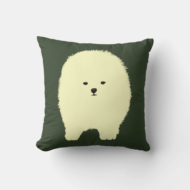 Cojín Decorativo Perro, Pomerano Cuto, Mascota Fluffy dibujar Cushi (Anverso)