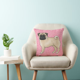 Cojín Decorativo Perro Pug Cervato Cartoon Trapos Corazón De Amor R