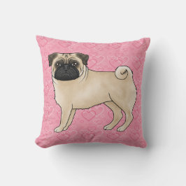 Cojín Decorativo Perro Pug Cervato Cartoon Trapos Corazón De Amor R