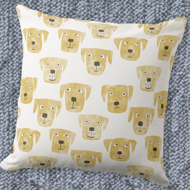 Cojín Decorativo Perro recuperador de Labrador dorado (Golden Labrador Retriever dog pattern throw pillow)