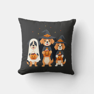 Cojín Decorativo Perro Retriever Dorado Fantasma Halloween Truco o