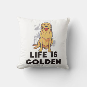 Cojín Decorativo Perro Retriever Dorado - La Vida es Dorada