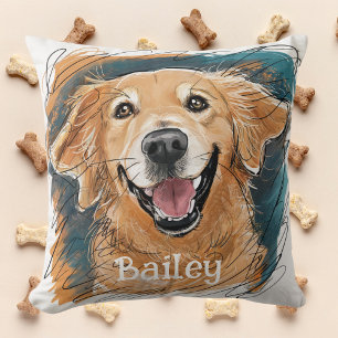 Cojín Decorativo Perro Retriever Dorado Personalizado Lindo
