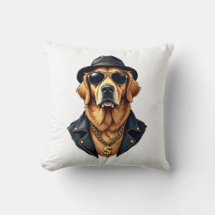 Cojín Decorativo Perro Retriever Dorado Vintage Genial con Gafas de