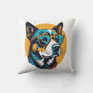 Cojín Decorativo Perro Retro con gafas de sol