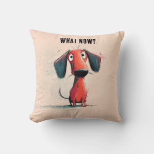 Cojín Decorativo Perro Rojo Divertido – Arte de Mascota de Dibujos