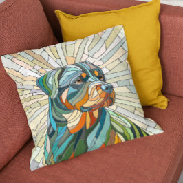 Cojín Decorativo Perro Rottweiler - arte de mosaicos