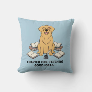Cojín Decorativo Perro sabio de diseño pastel azul Retriever dorado