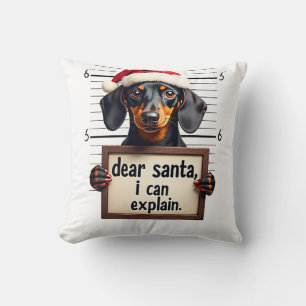 Cojín Decorativo Perro salchicha divertido Navidad Querido Santa Pu