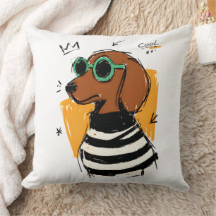 Cojín Decorativo Perro salchicha genial con gafas de sol
