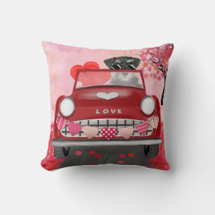 Cojín Decorativo Perro Schnauzer Coche con Corazones San Valentín