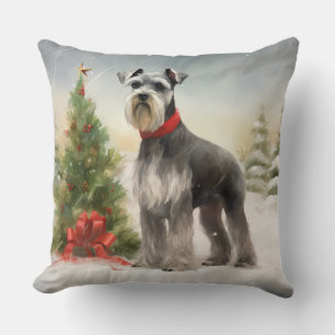 Cojín Decorativo Perro Schnauzer en Navidad con Nieve