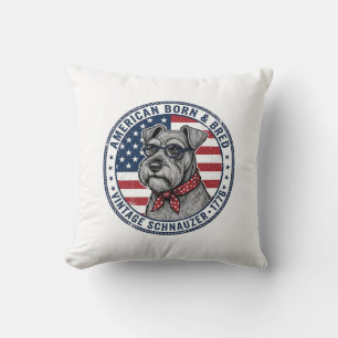 Cojín Decorativo Perro Schnauzer Patriótico Vintage