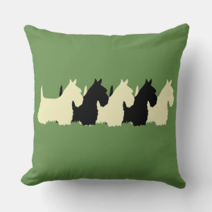 Cojín Decorativo Perro Scottish Terrier de estampado de cuadros ver