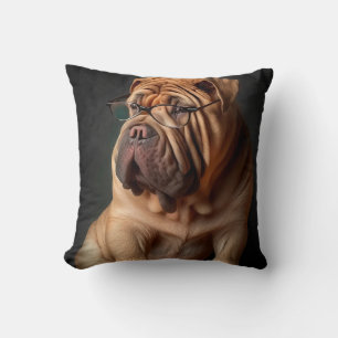 Cojín Decorativo Perro Shar Pei Inteligente con Diseño de Libro