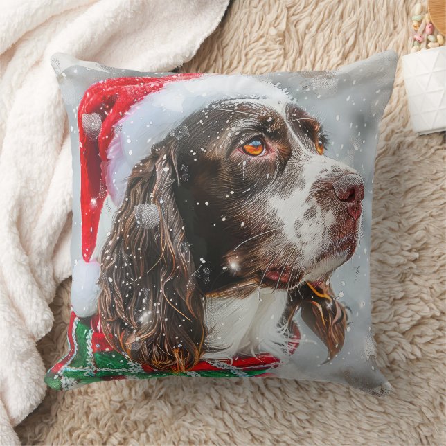 Cojín Decorativo Perro Springer Spaniel Festividad de Navidad (Manta)