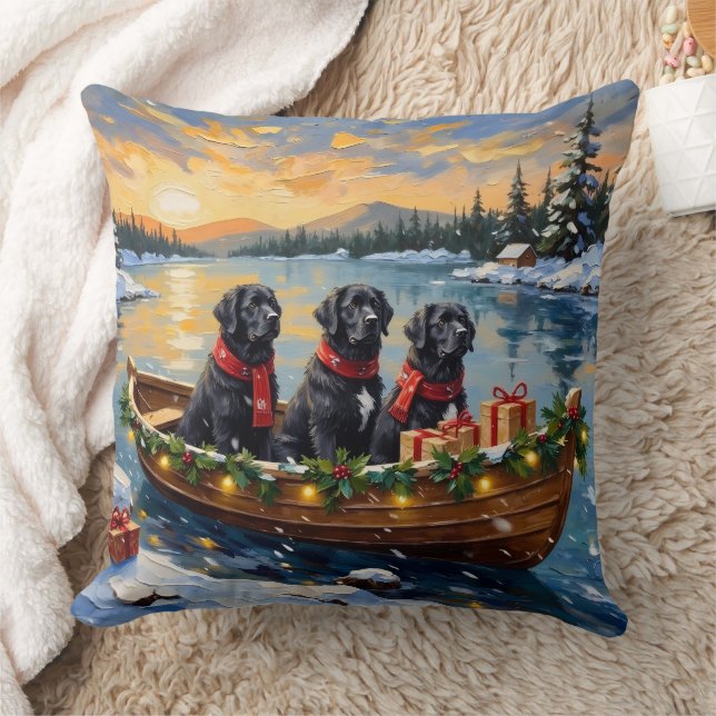 Cojín Decorativo Perro Terranova Navidad Barco Fiesta (Manta)
