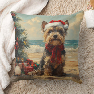 Cojín Decorativo Perro Terrier Escocés Navidad Vintage Playa
