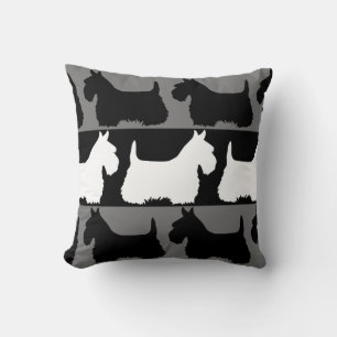 Cojín Decorativo Perro Terrier escocés negro/rojo/blanco, rayas