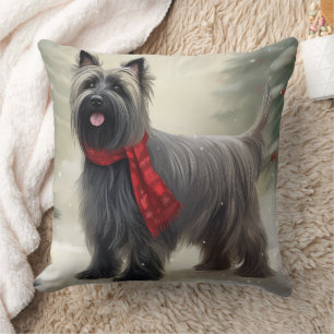 Cojín Decorativo Perro Terrier Skye en la Navidad de la Nieve