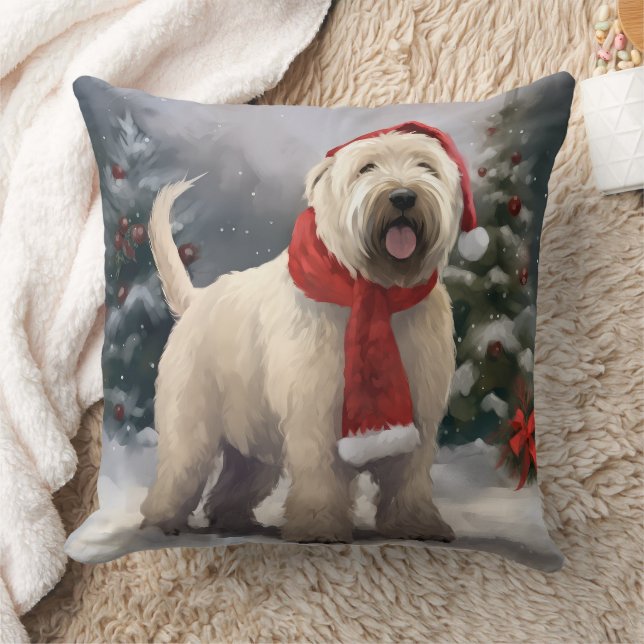 Cojín Decorativo Perro Terrier Trigo en Navidad Nieve (Manta)