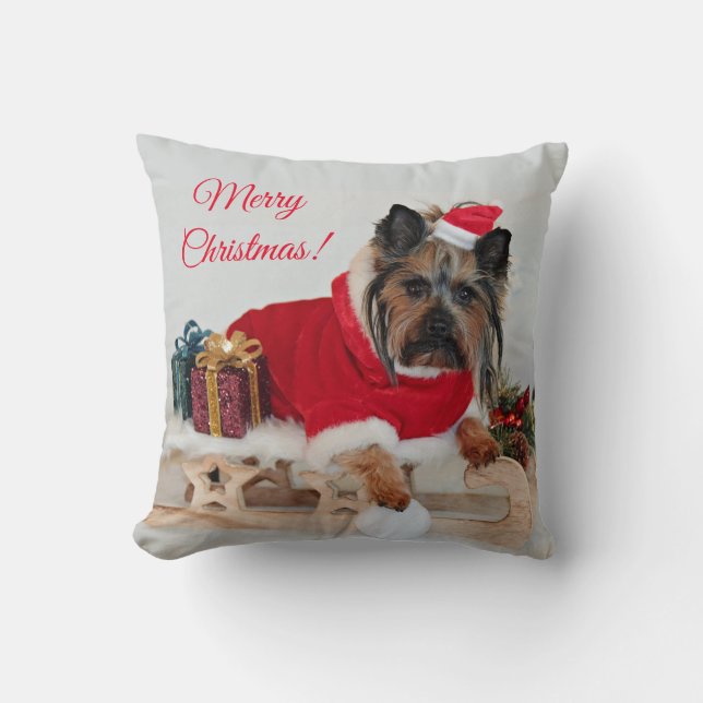 Cojín Decorativo Perro Terrier Yorkie Yorkshire - Navidades Santa H (Anverso)