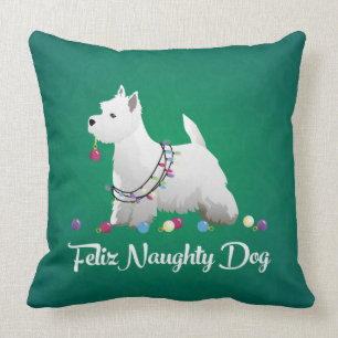 Cojín Decorativo Perro travieso occidental o del territorio montaño