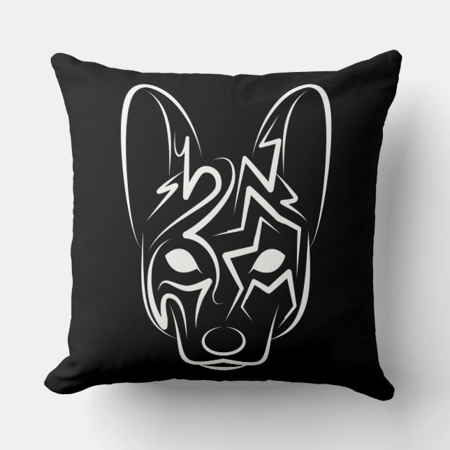 Cojín Decorativo Perro tribal blanco y negro (Anverso)