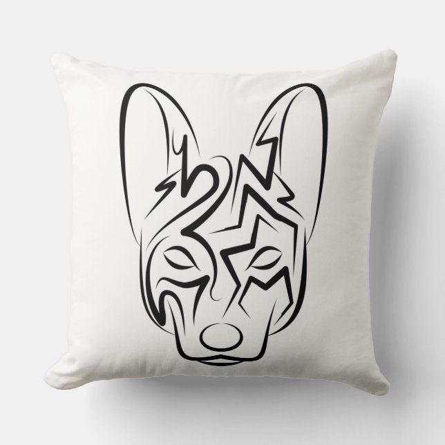 Cojín Decorativo Perro tribal blanco y negro (Anverso)