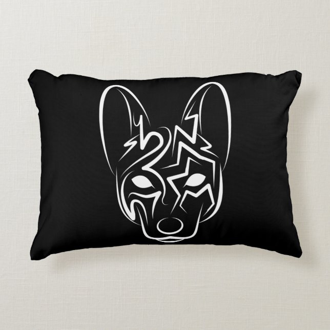 Cojín Decorativo Perro tribal blanco y negro (Anverso)