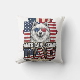 Cojín Decorativo Perro vintage patriótico de papá esquimal american