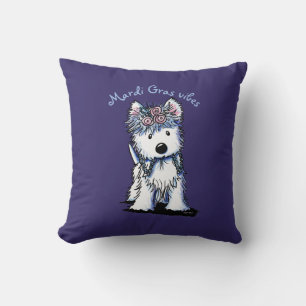 Cojín Decorativo Perro Westie de Mardi Gras