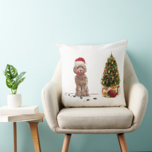 Cojín Decorativo Perro y árbol Navidades divertidos de Cockapoo mar