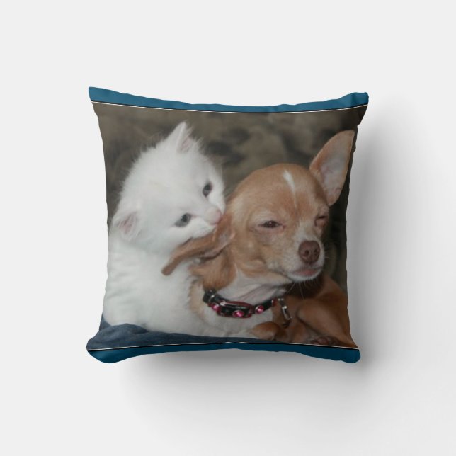 Cojín decorativo "PERRO Y GATO". (Anverso)