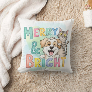 Cojín Decorativo Perro y gato lindo merry y brillante