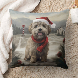 Cojín Decorativo Perro Yorkipoo en Navidad con Nieve