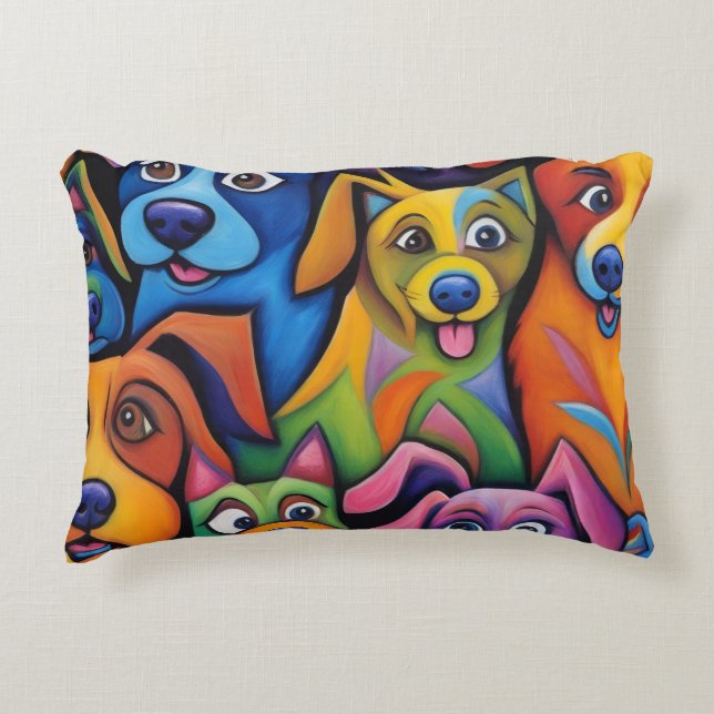 Cojín Decorativo Perros abstractos locamente geniales (Anverso)