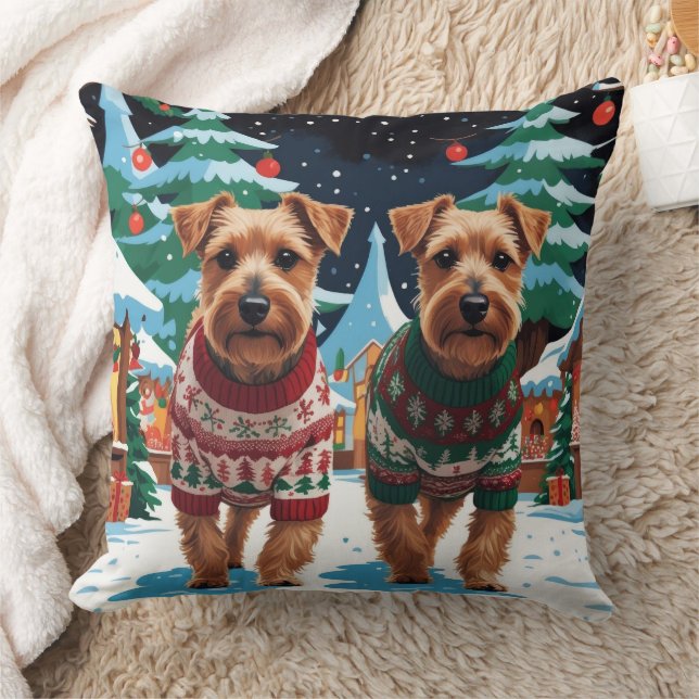 Cojín Decorativo Perros Biewer Terrier Navidad Nieve Fiesta (Manta)