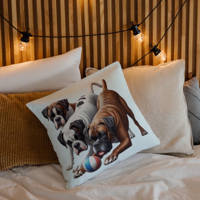 Cojín Decorativo Perros Boxer Juguetones en Juego  (Subido por el creador)