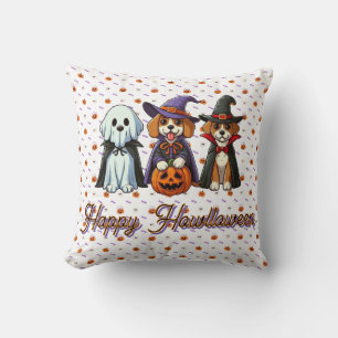 Cojín Decorativo Perros como fantasma, bruja y vampiro
