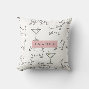 Cojín Decorativo Perros Divertidos Personalizados y Martinis