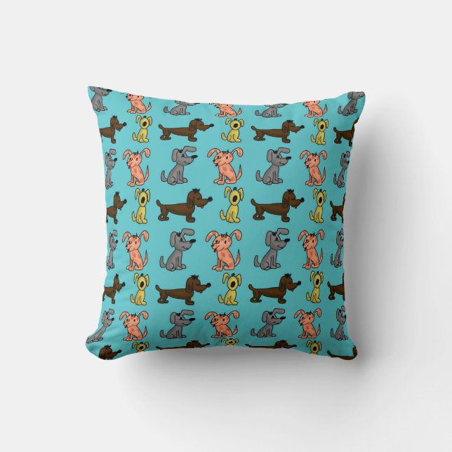 Cojín Decorativo Perros elegantes y modernos, azul (Anverso)