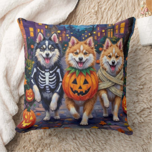 Cojín Decorativo Perros esquimales americanos en Halloween haciendo