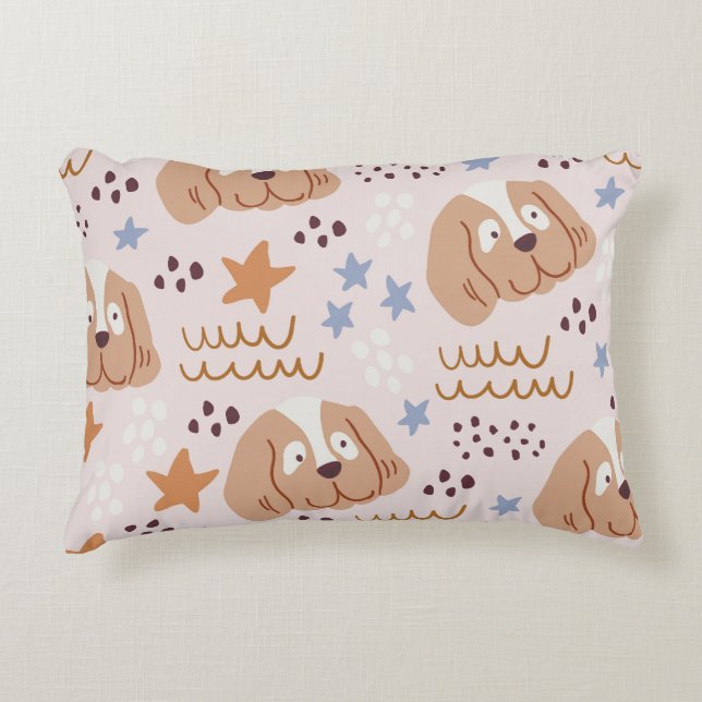 Cojín Decorativo Perros, estrellas, líneas: sin costuras (Anverso)