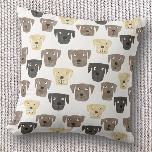 Cojín Decorativo Perros Labrador Retriever (Fun Labrador retriever dog pattern throw pillow)