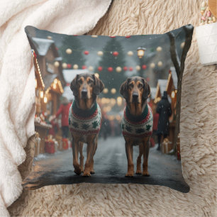 Cojín Decorativo Perros Lobos Navidad Nieve Fiesta